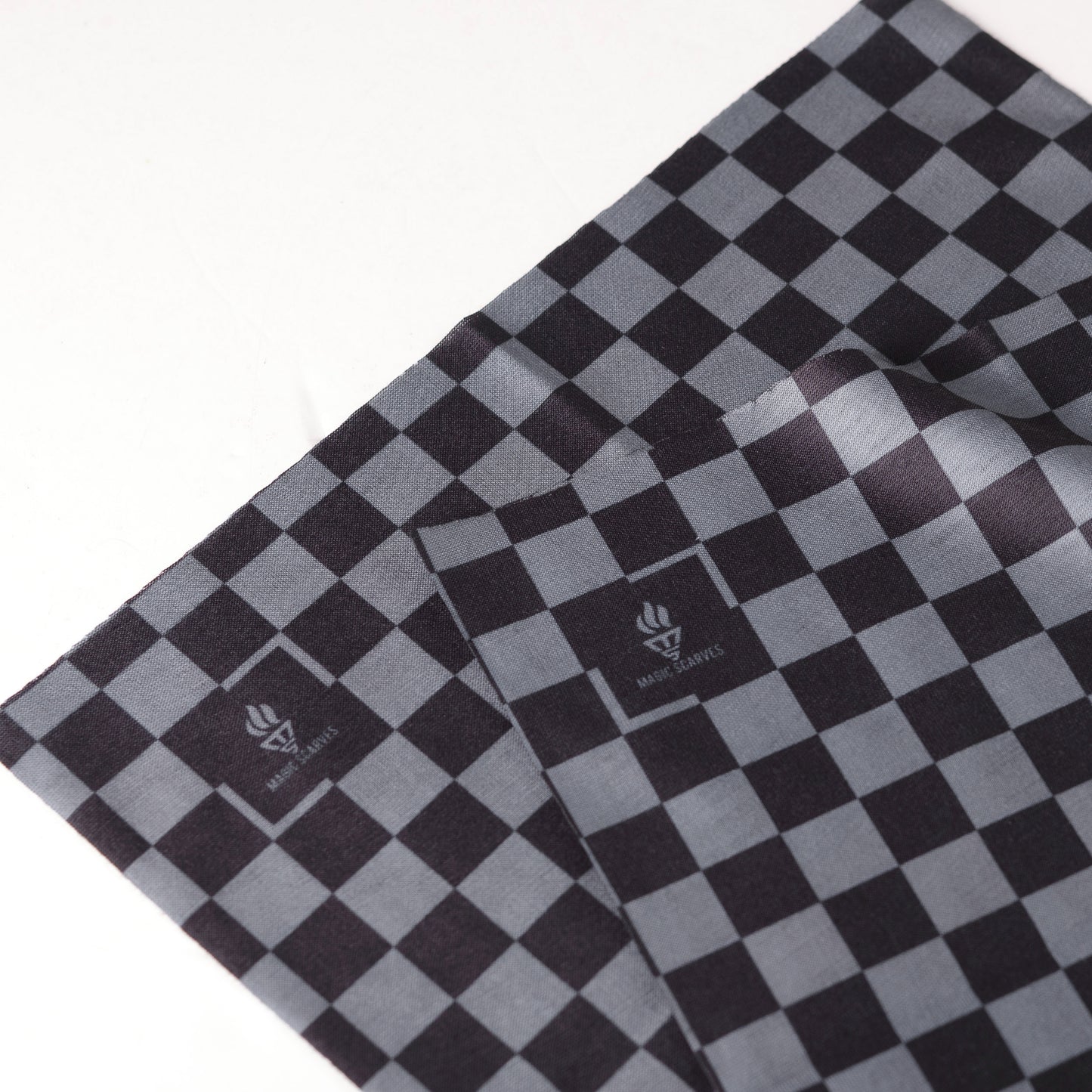 Black Grey Checked Seamless Neck Tube Biker Snood Bandana MOD SKA