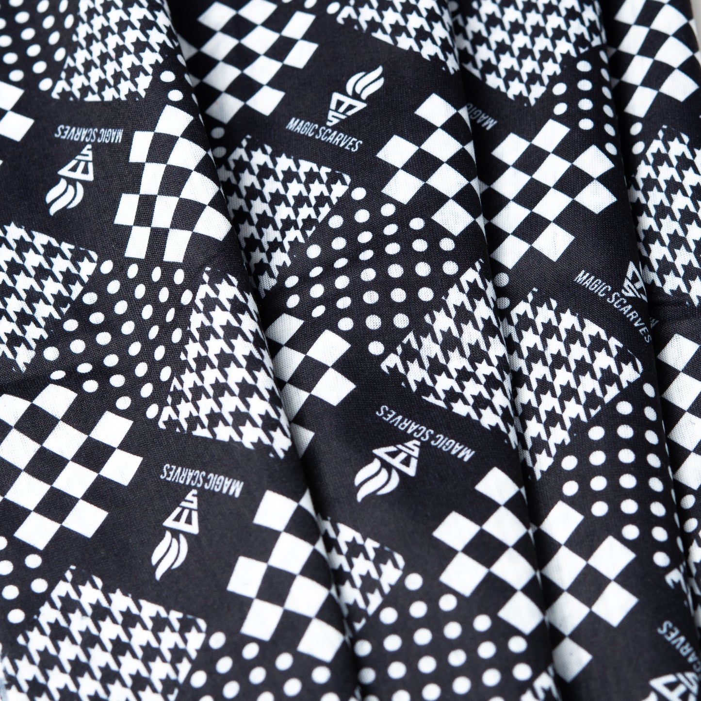 Black and White Neck Tube Bandana, Polka Dot, Checked and Houndstooth Snood