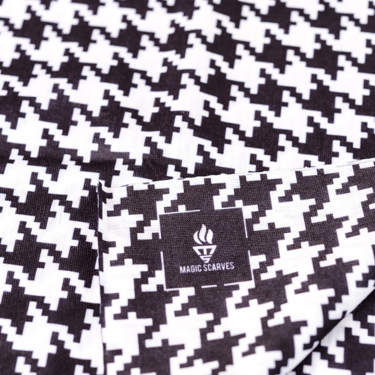 Black White Houndtooth Check Neck Tube Bandana