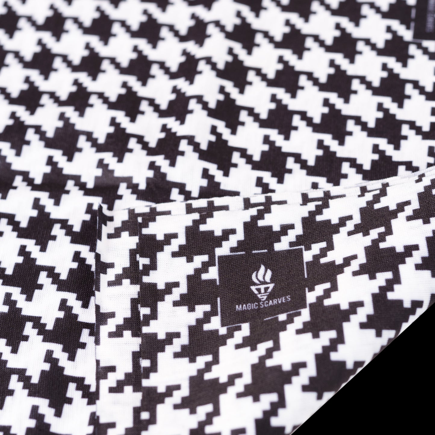 Black White Houndtooth Check Neck Tube Bandana