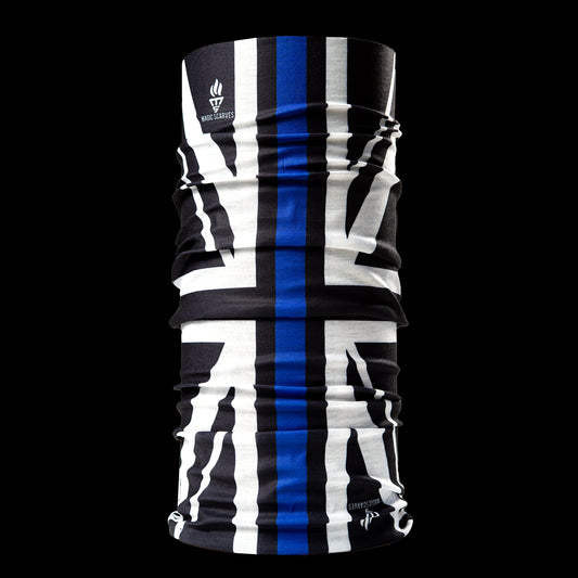 Thin Blue Line Black Union Jack UK Flag Neck Tube Bandana Snood For Men Women