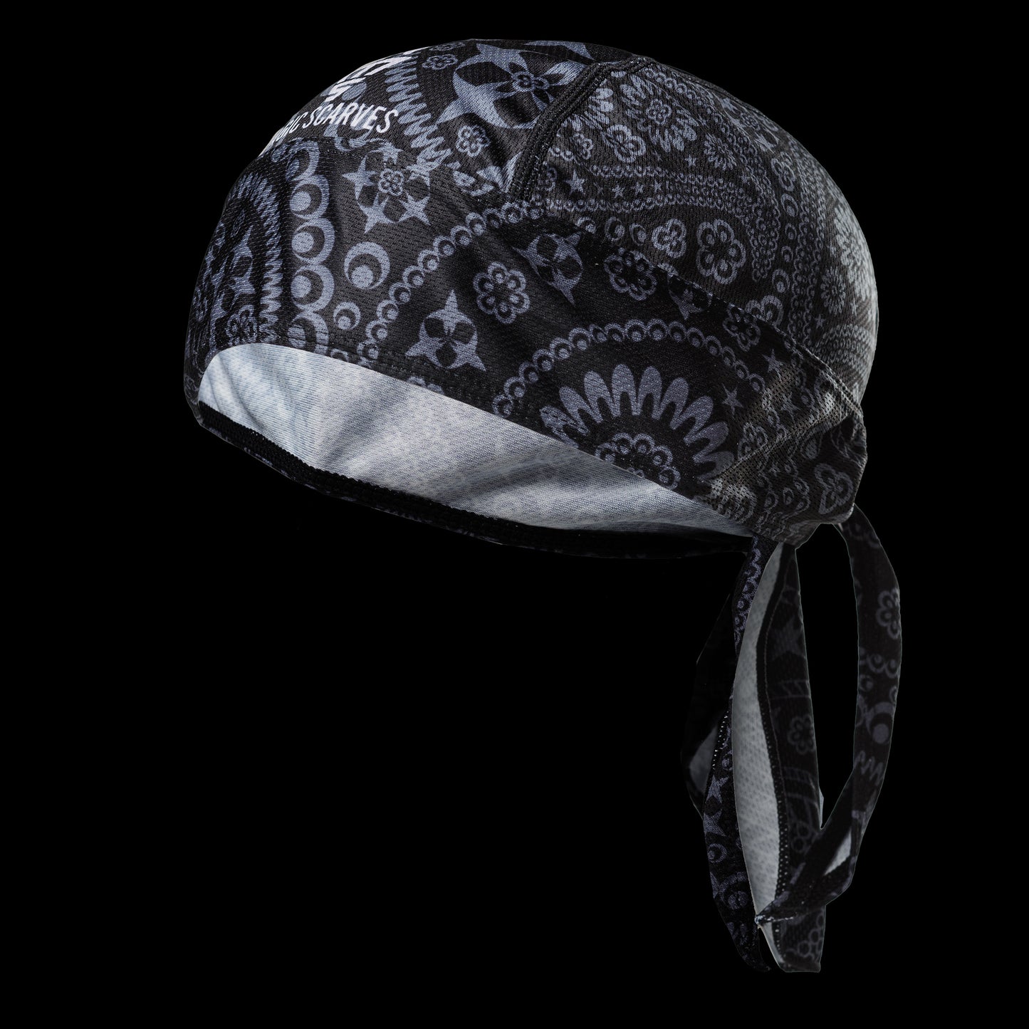 Black Paisley Biker Pirate Skull Cap Bandana