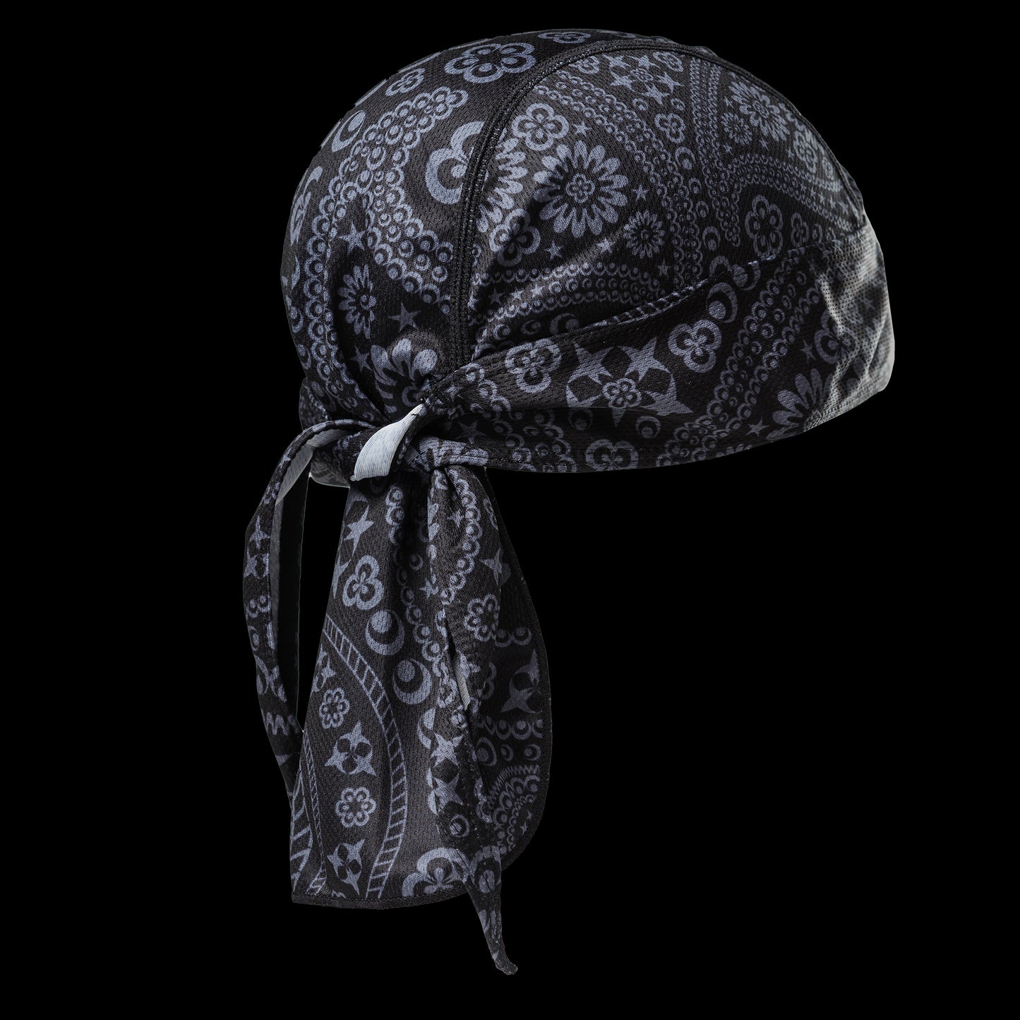 Black Paisley Biker Pirate Skull Cap Bandana