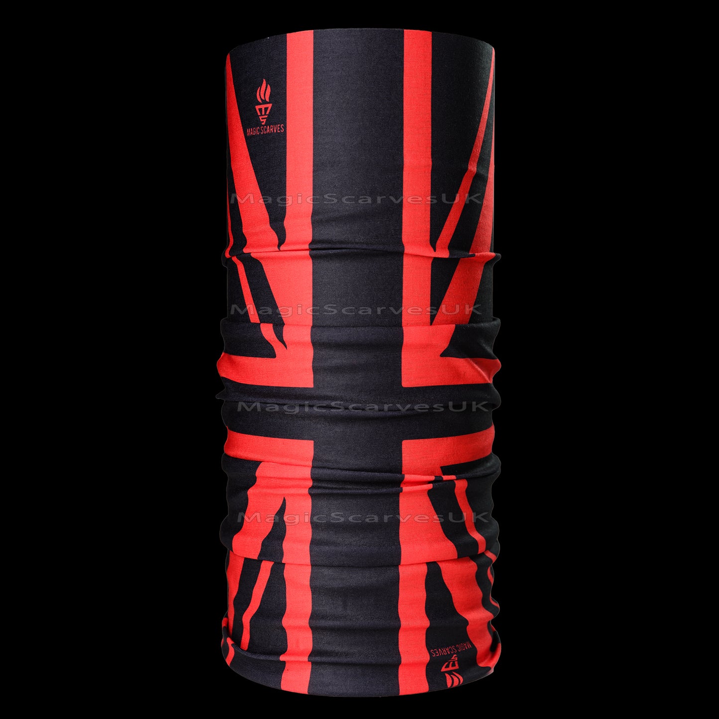 Red Black Union Jack UK Flag Neck Tube Bandana Snood For Men Women