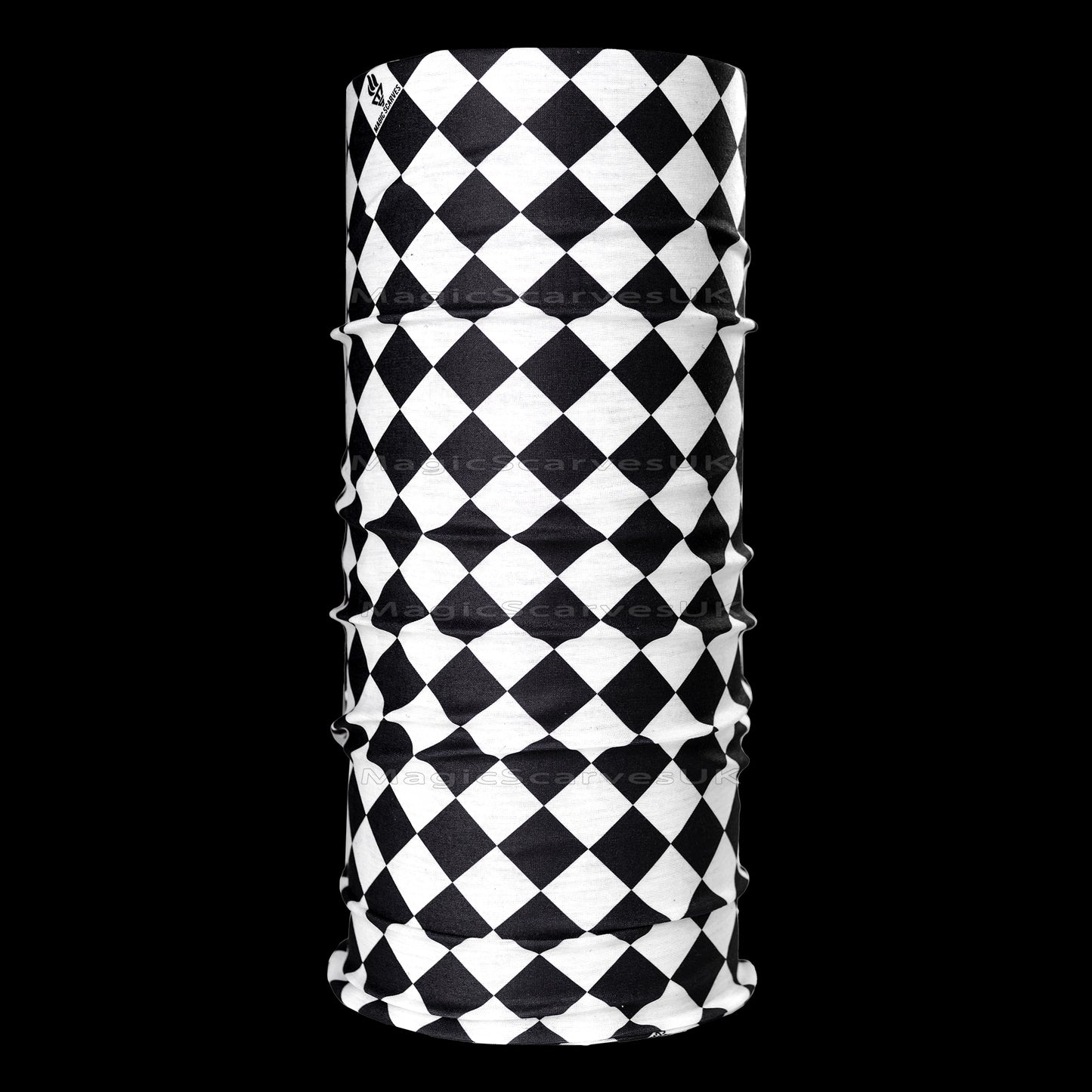 White Black Check Neck Tube Bandana Biker Snood For Men Women MOD SKA
