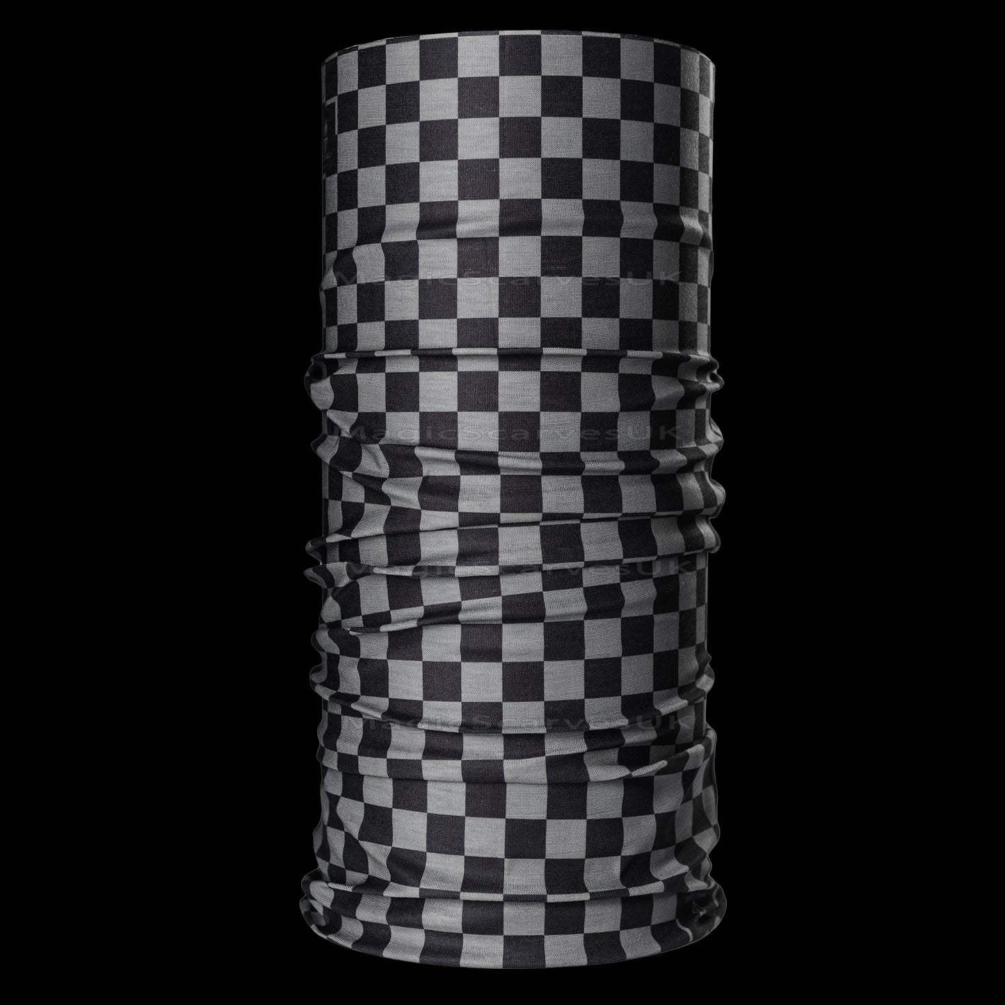 Black Grey Checked Seamless Neck Tube Biker Snood Bandana MOD SKA
