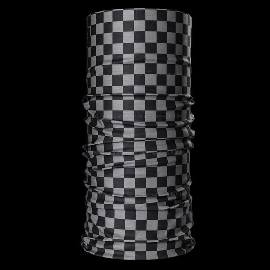 Black Grey Checked Seamless Neck Tube Biker Snood Bandana MOD SKA