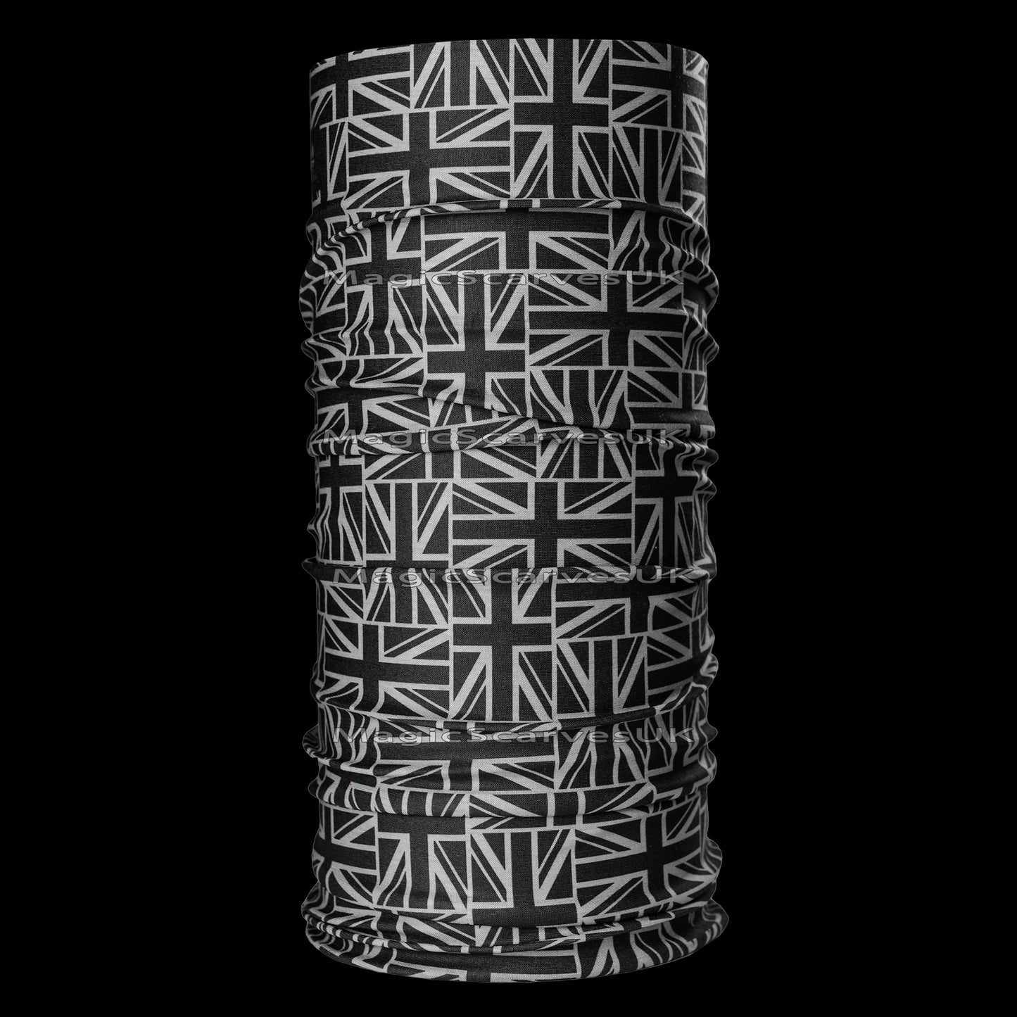 Small Grey Black Union Jack UK Flag Neck Tube Bandana Snood For Men Women