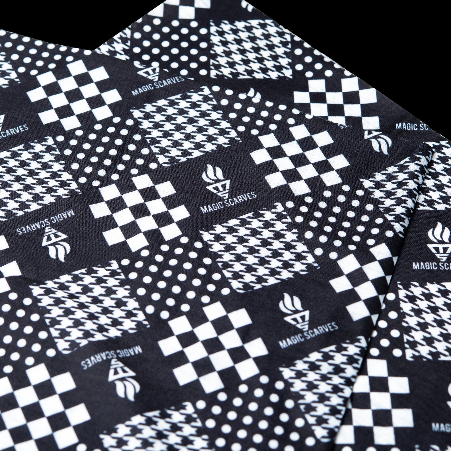 Black and White Neck Tube Bandana, Polka Dot, Checked and Houndstooth Snood