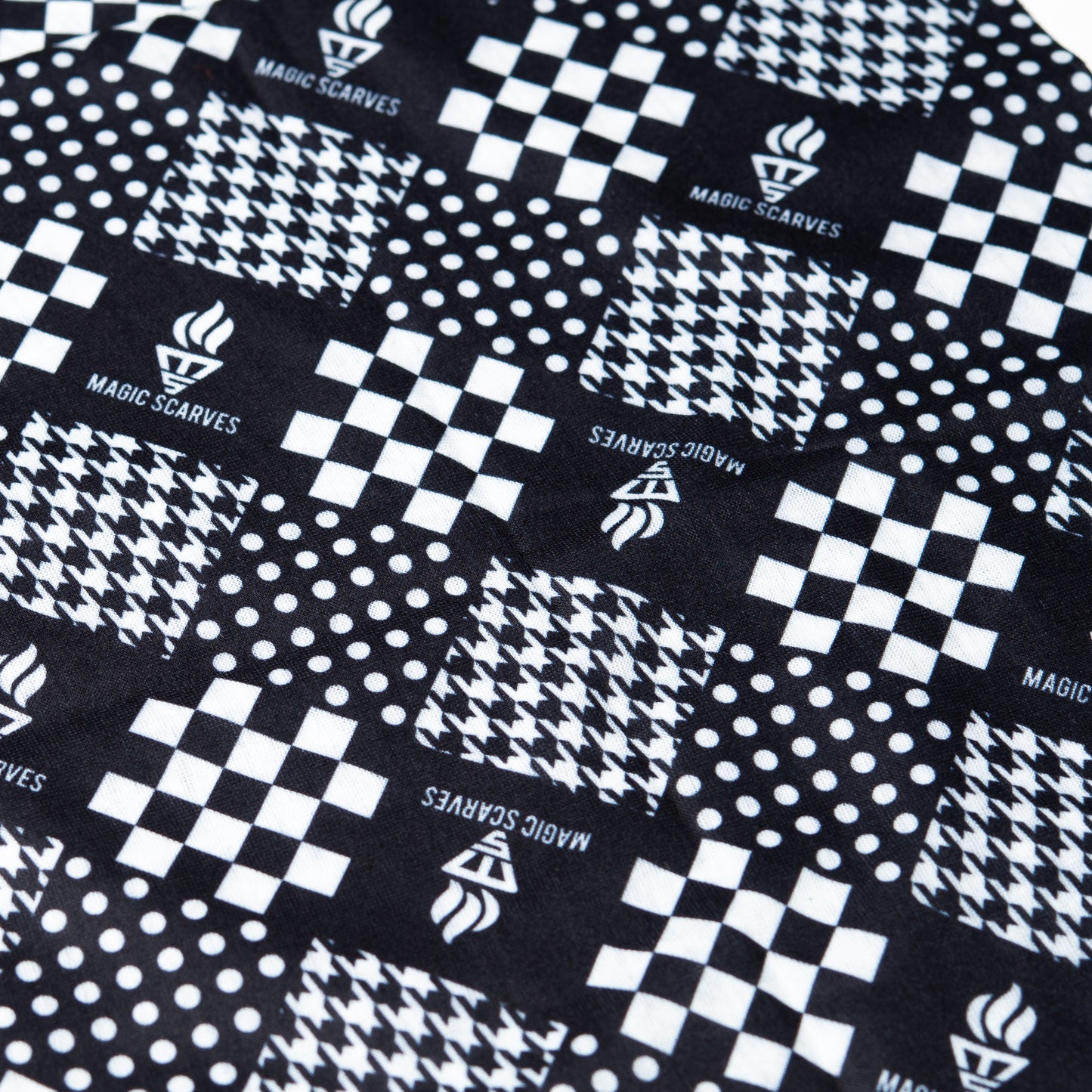 Black and White Neck Tube Bandana, Polka Dot, Checked and Houndstooth Snood